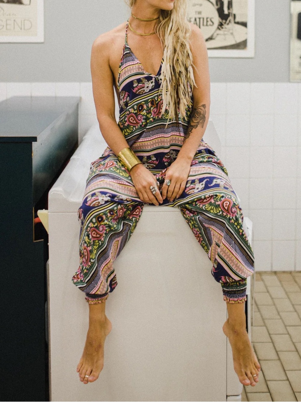 Buddah Pants Bohemian Harem Halter Jumpsuit